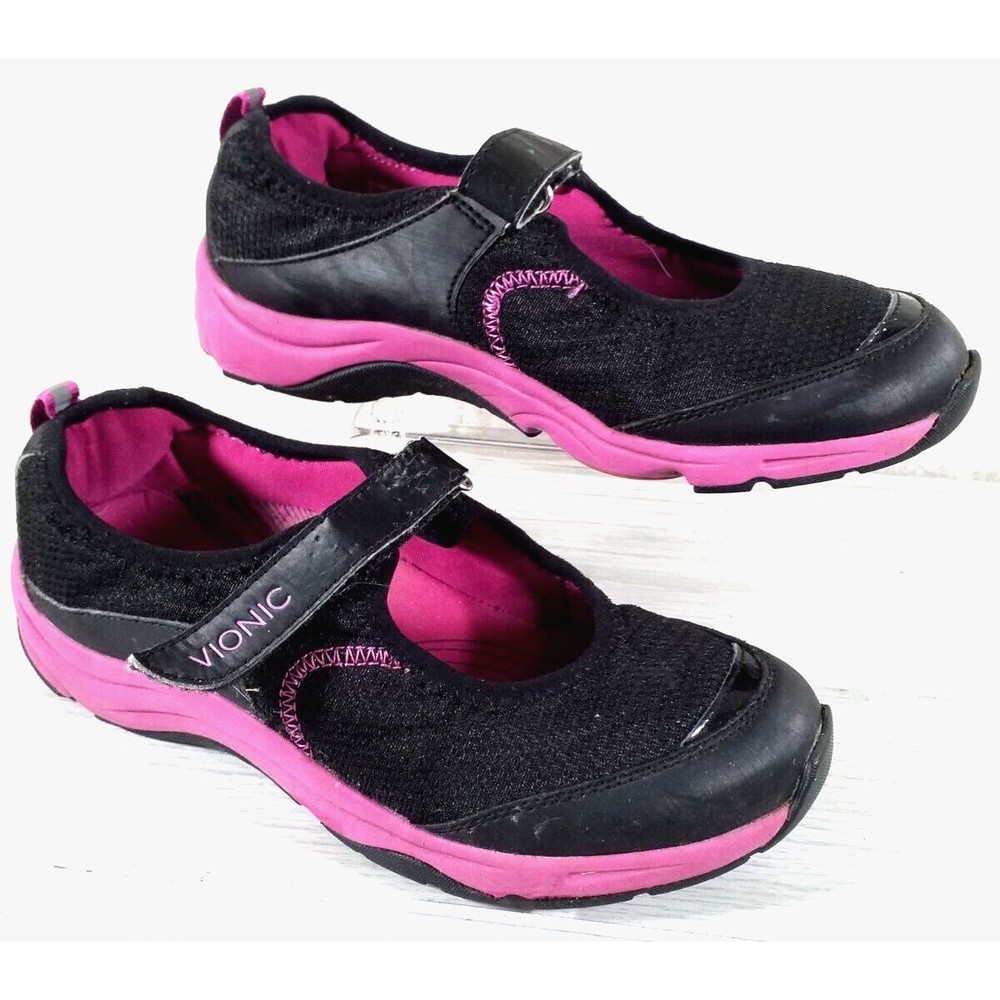 Vionic Action 334 Sunset/9032 Women's Black/Pink Mary Jane Shoes Sz 7.5